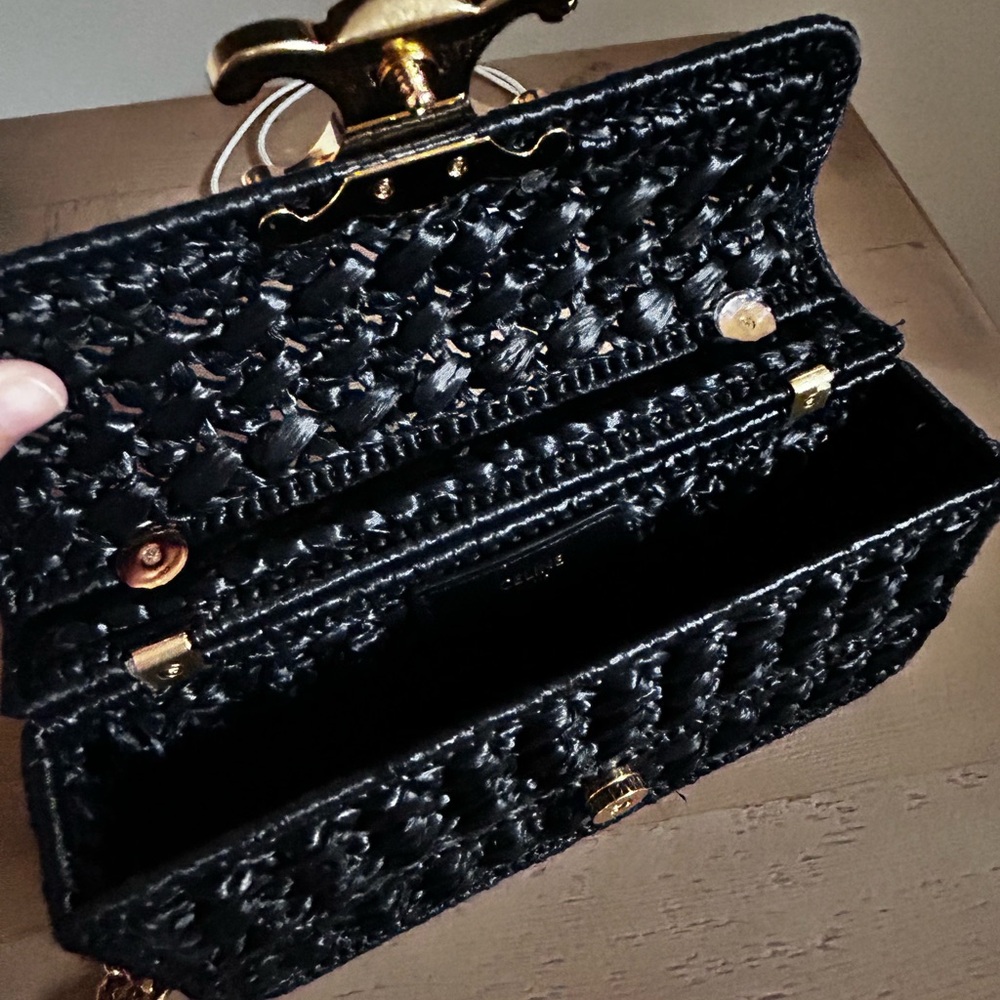 Celine claude raffia limited edition black box bag clutch with chain EUC - Picture 13 of 15